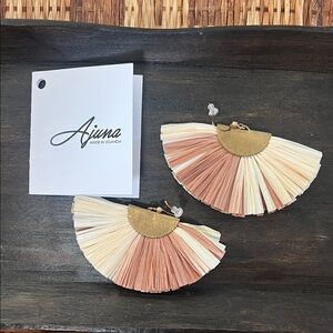 Gold and Cream Fan Earrings